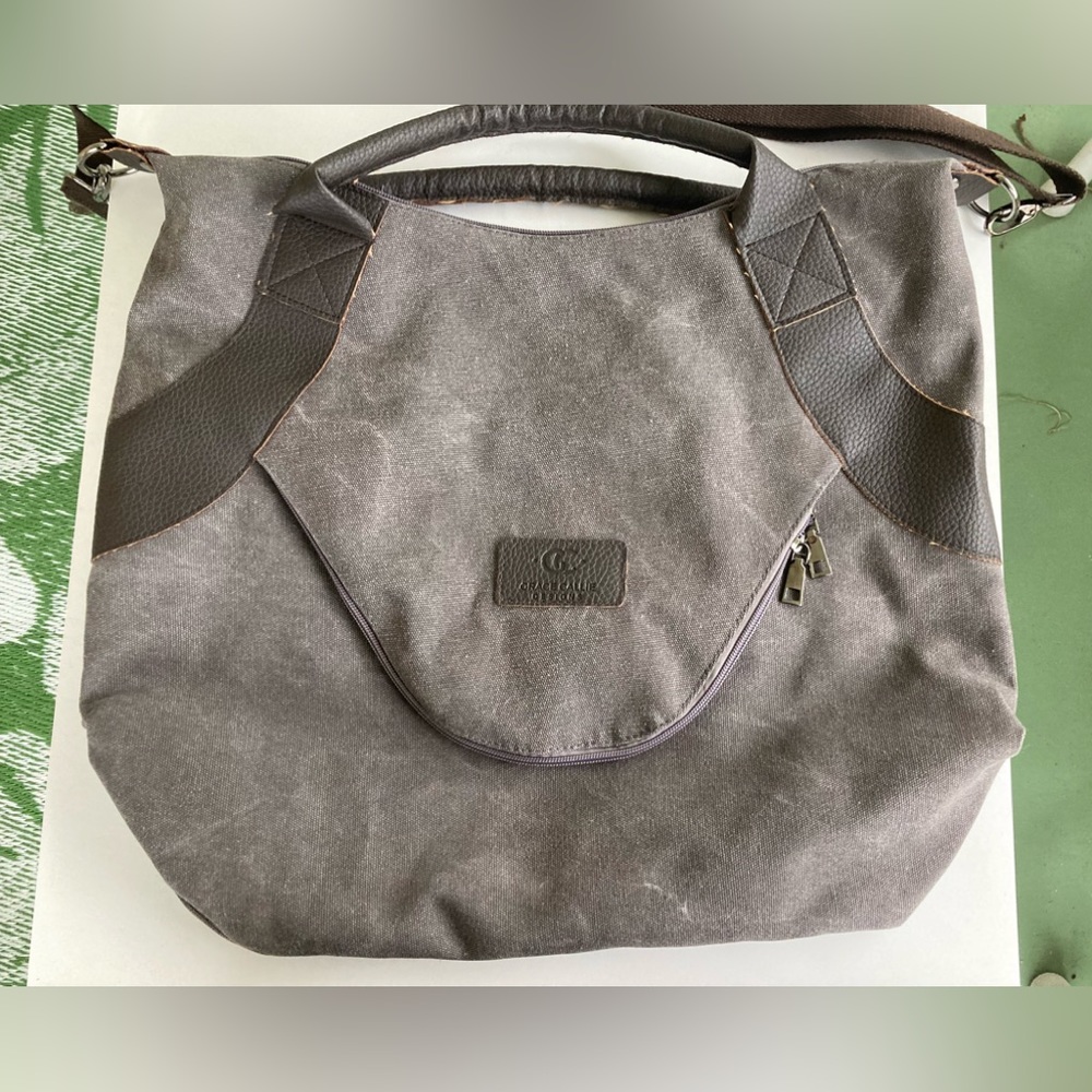 Grace Callie Designs canvas & leather crossbody tote